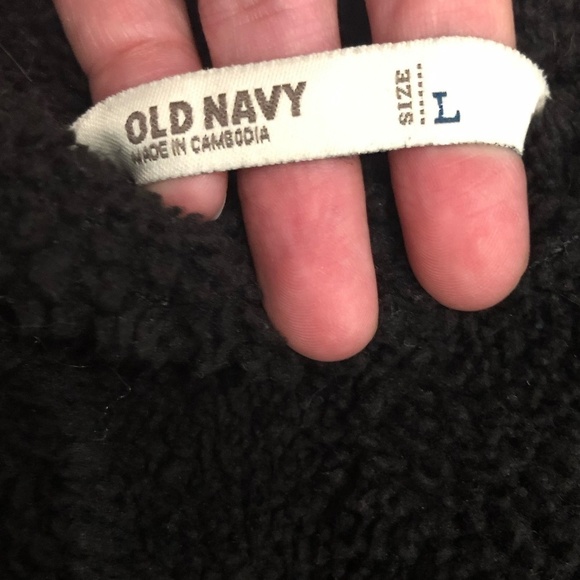 OLD NAVY Sweatshirt Women's Size Large Black Full Zip Teddy Hoodie - Picture 9 of 14